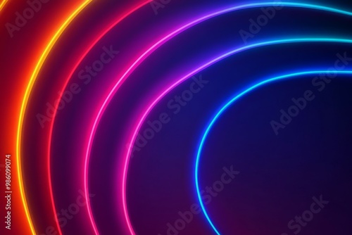 elegant Abstract background with neon glowing half-circles