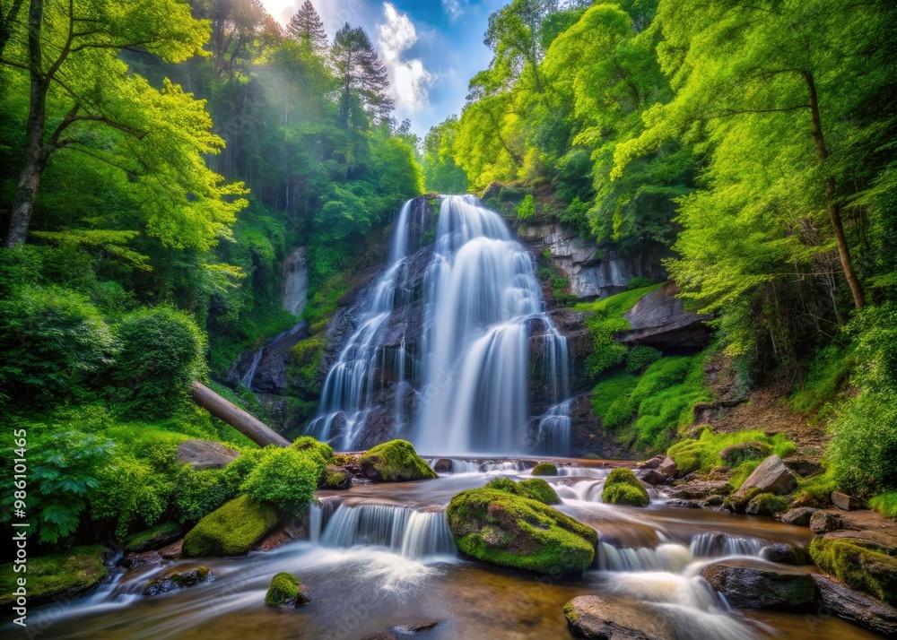 Obraz premium Nestled in Georgia, Anna Ruby Falls showcases majestic cascades enveloped by lush foliage, presenting an incredible natural landscape that captivates all who visit this enchanting spot.