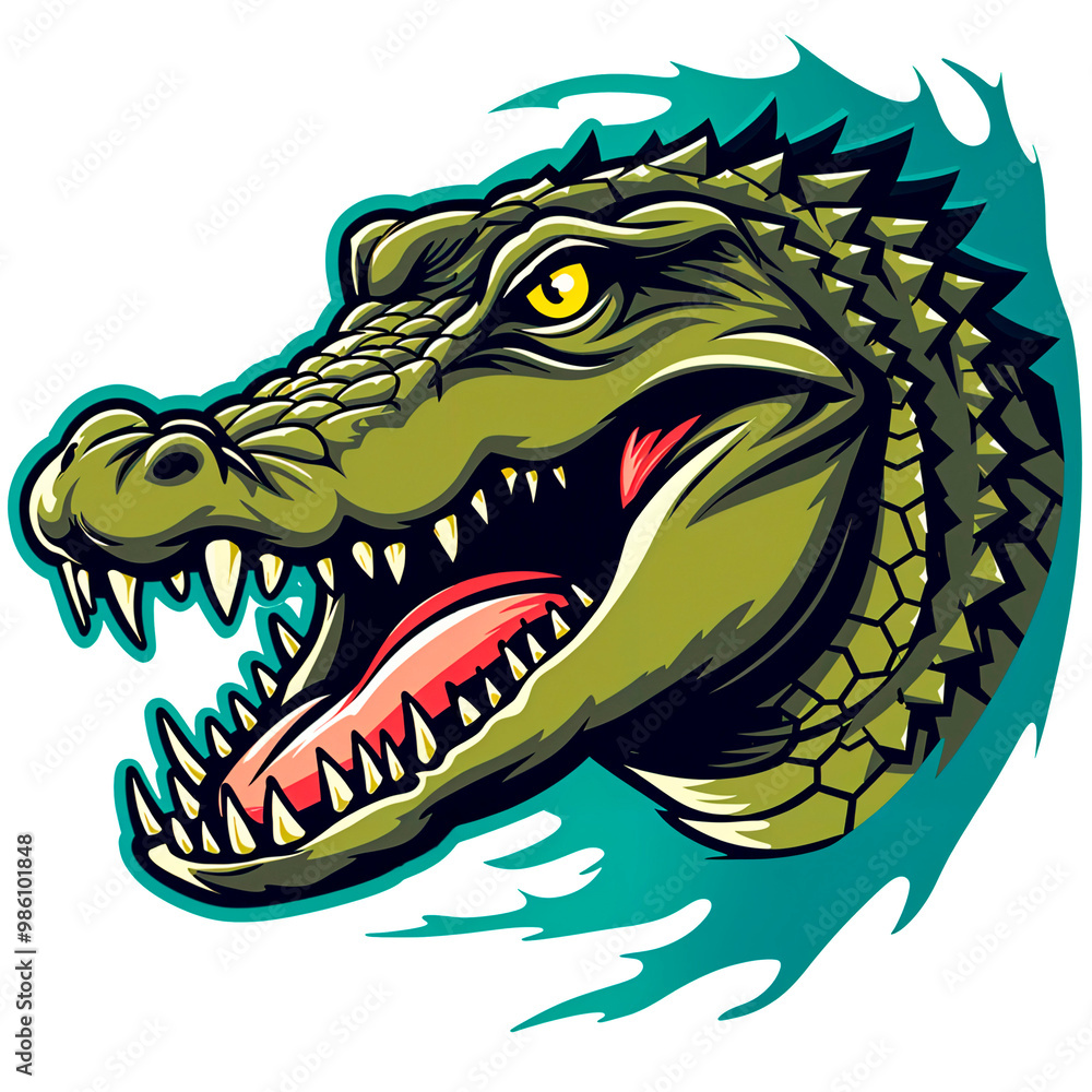 Fierce Crocodile Head Illustration: Dynamic and Vivid Art of a Powerful Reptile in Motion Fierce Crocodile Head Illustration: Dynamic and Vivid Art of a Powerful Reptile in Motion