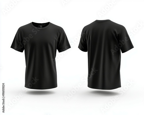 black t-shirt on white, high quality mockup, man t-shirt, white background,