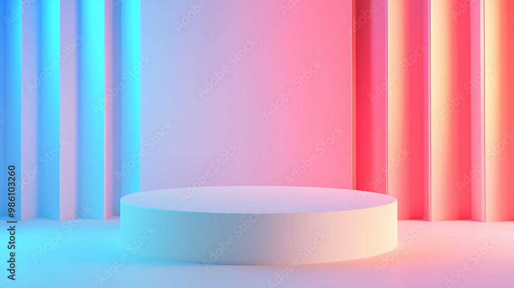 futuristic Neon Lights and Podium futuristic Neon Lights and Podium