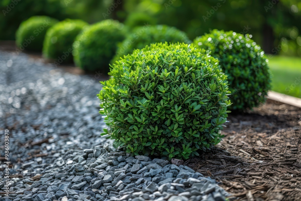 Serene Green Garden Bushes in Summer Sunlight Serene Green Garden Bushes in Summer Sunlight