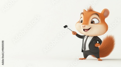 Cartoon Squirrel in Suit and Tie Dressed for Corporate Business