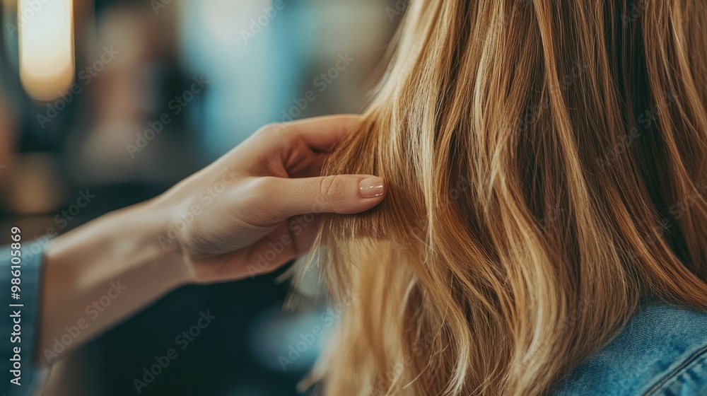 Obraz premium A hairdresser showing a client split ends during a consultation, emphasizing the need for a trim.