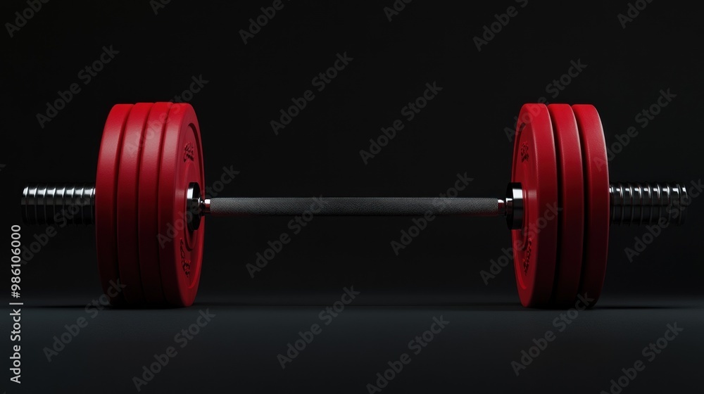 Red barbell weights isolated on a black background. Red barbell weights isolated on a black background.