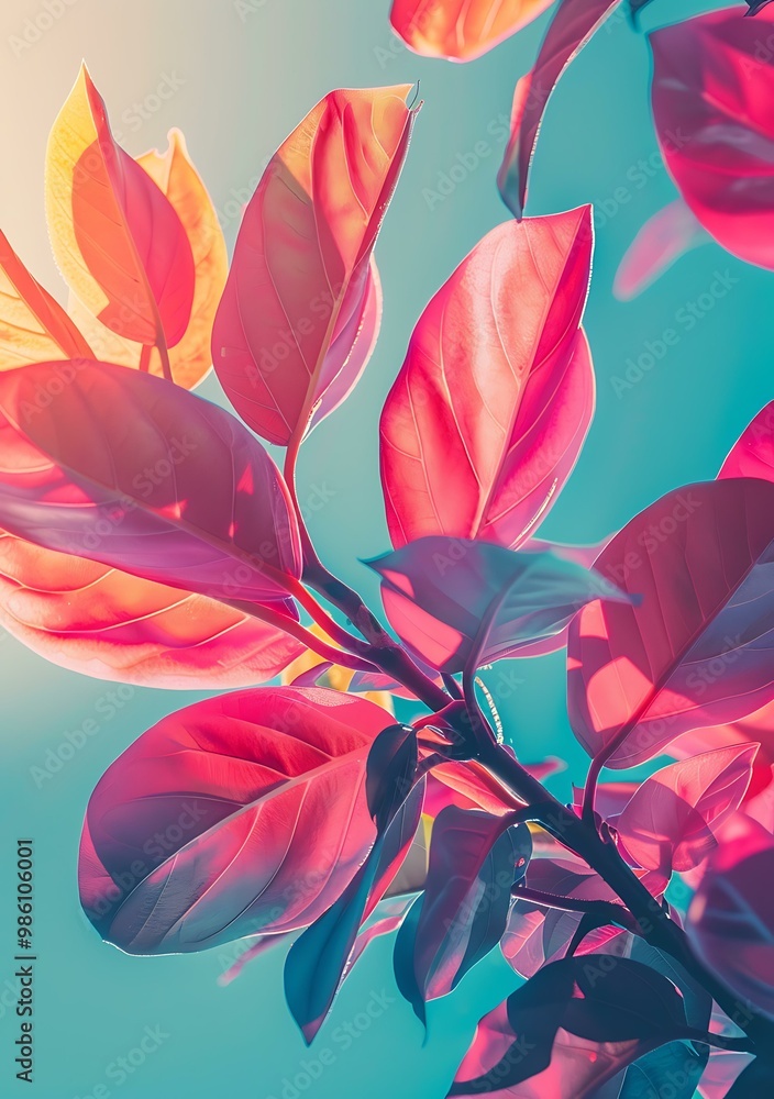 Pink Leaves Against Blue Sky Pink Leaves Against Blue Sky