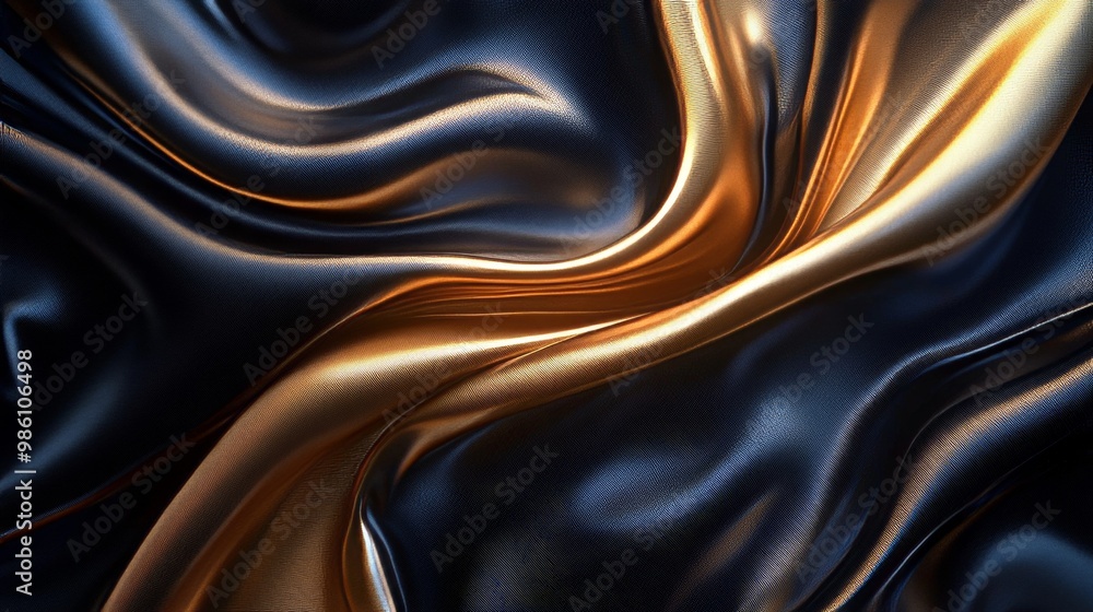 A gold and black fabric with a shiny texture A gold and black fabric with a shiny texture