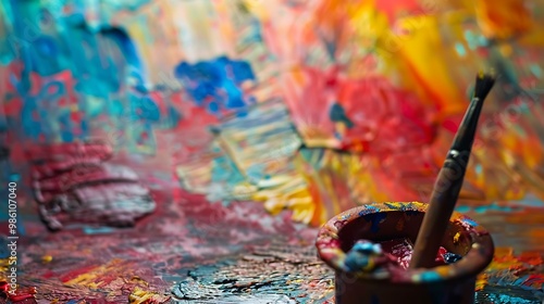 Wallpaper Mural Colorful Paint Palette With Brush and Paint Torontodigital.ca