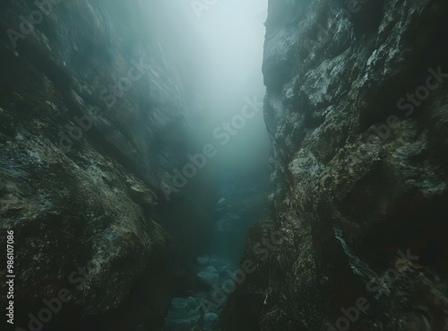 Wallpaper Mural Foggy Gorge in the Mountains Torontodigital.ca