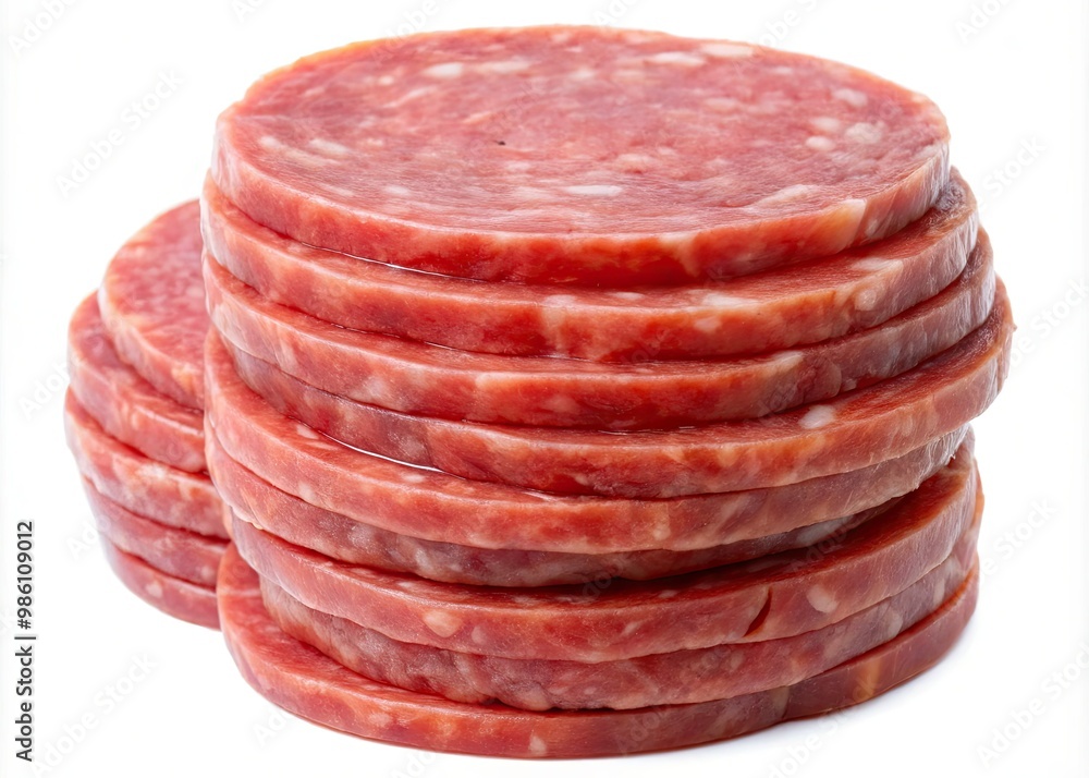 The meat is stacked with an air of elegance, each slice displaying a subtle sheen, teasing the senses and building anticipation. The meat is stacked with an air of elegance, each slice displaying a subtle sheen, teasing the senses and building anticipation.