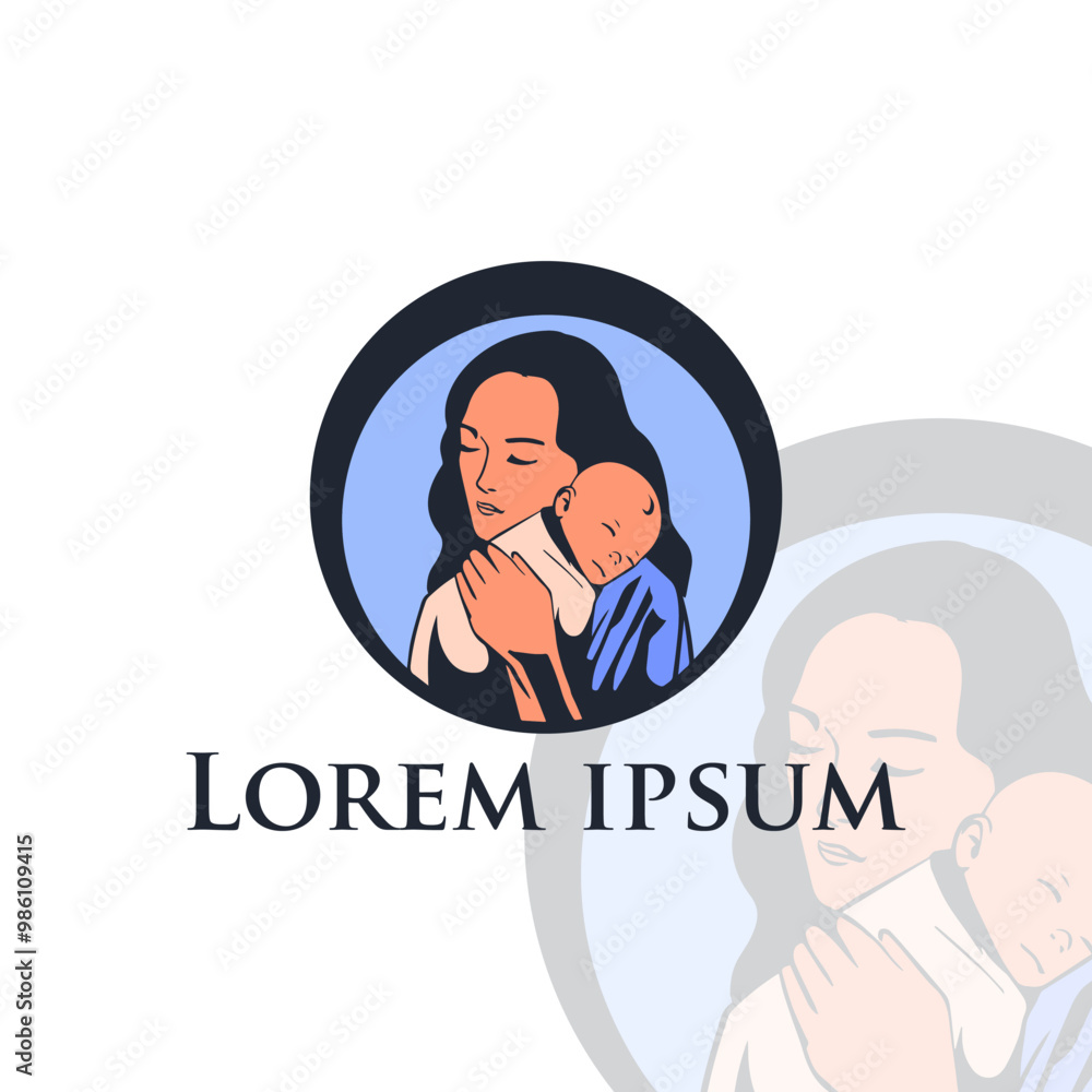 simple logo of mother and child characters simple logo of mother and child characters