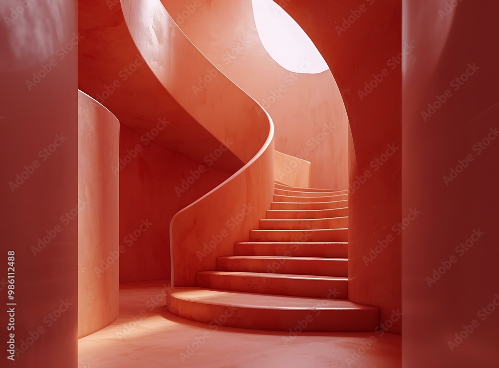 Naklejka premium Abstract Staircase in Red Interior