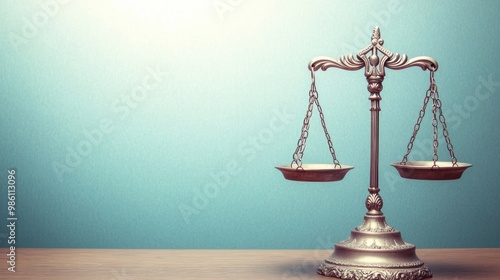 A classic scale of justice symbolizing law and fairness. photo