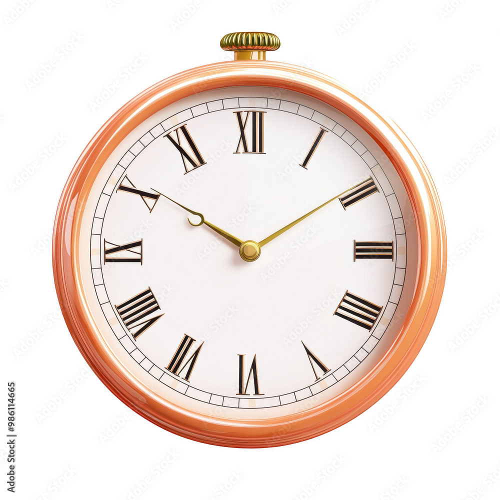 Classic clock with Roman numerals on white background Classic clock with Roman numerals on white background