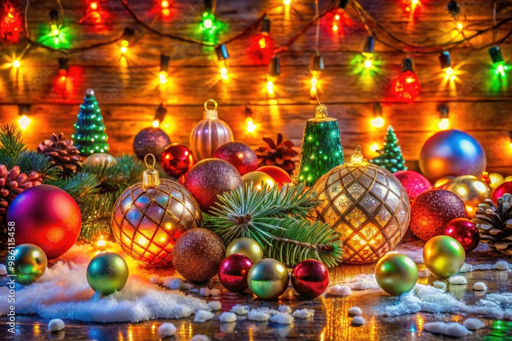 Vibrant lights adorn the room, bathing the space in a joyful ambiance amidst a sea of decorations. Vibrant lights adorn the room, bathing the space in a joyful ambiance amidst a sea of decorations.