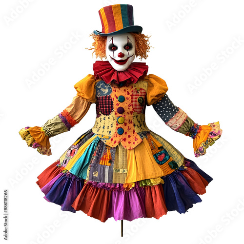 A Clown Dress, A Clown Outfit , Halloween Fashion Isolated Clipart