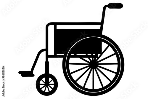 Black silhouette wheelchair on white background. vector illustration.