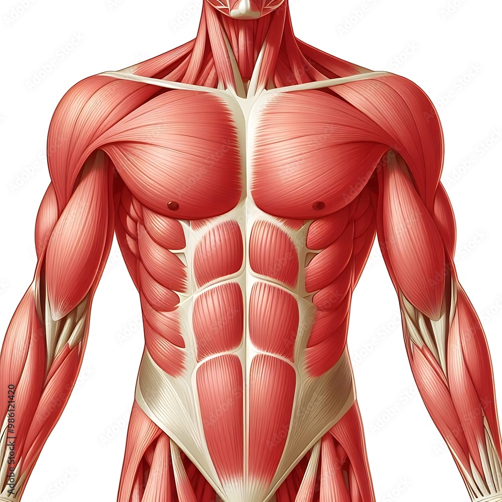 Muscular system, flat illustration of human body system, graphics resource for medical, diagnostic, treatment, biology, banner poster Muscular system, flat illustration of human body system, graphics resource for medical, diagnostic, treatment, biology, banner poster