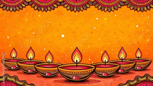 Bright Diwali greeting card background