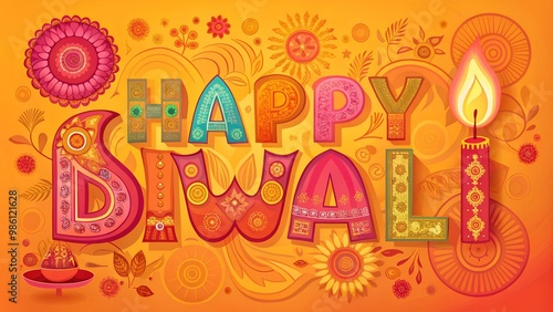 bright Diwali greeting card