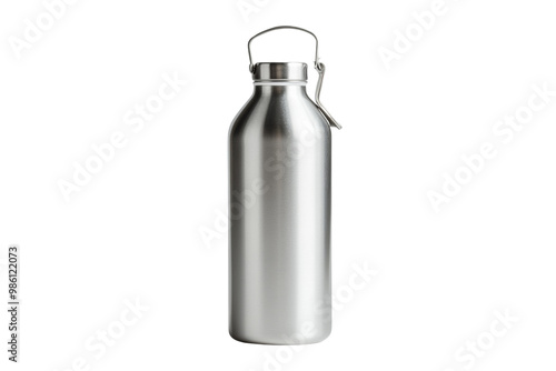 Aluminum ecofriendly water bottle, lightweight and durable, matte finish, on solid white background, single object.,