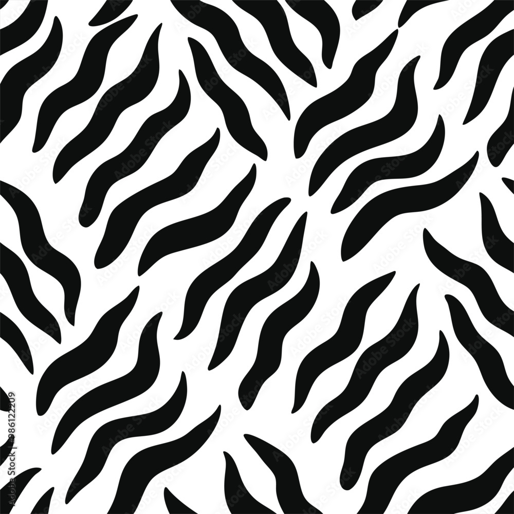 Seamless Zebra Animal Fur Pattern Vector Design. Seamless Zebra Animal Fur Pattern Vector Design.
