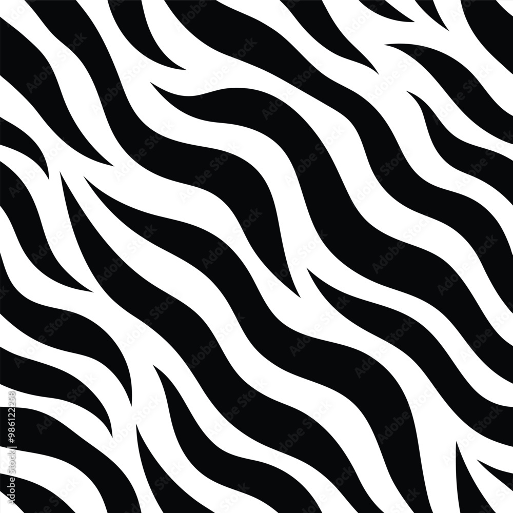 Seamless Zebra Animal Fur Pattern Vector Design. Seamless Zebra Animal Fur Pattern Vector Design.