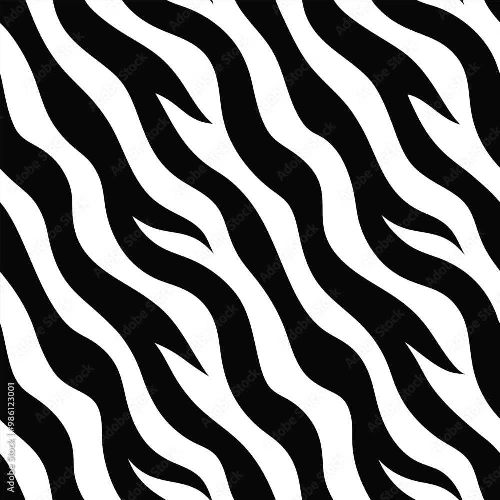 Seamless Zebra Animal Fur Pattern Vector Design. Seamless Zebra Animal Fur Pattern Vector Design.