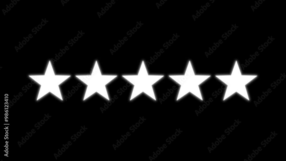 Customer Reviews. White five star rating. A rating of the quality of the product. Animation on transparent background with alpha channel. Customer Reviews. White five star rating. A rating of the quality of the product. Animation on transparent background with alpha channel.