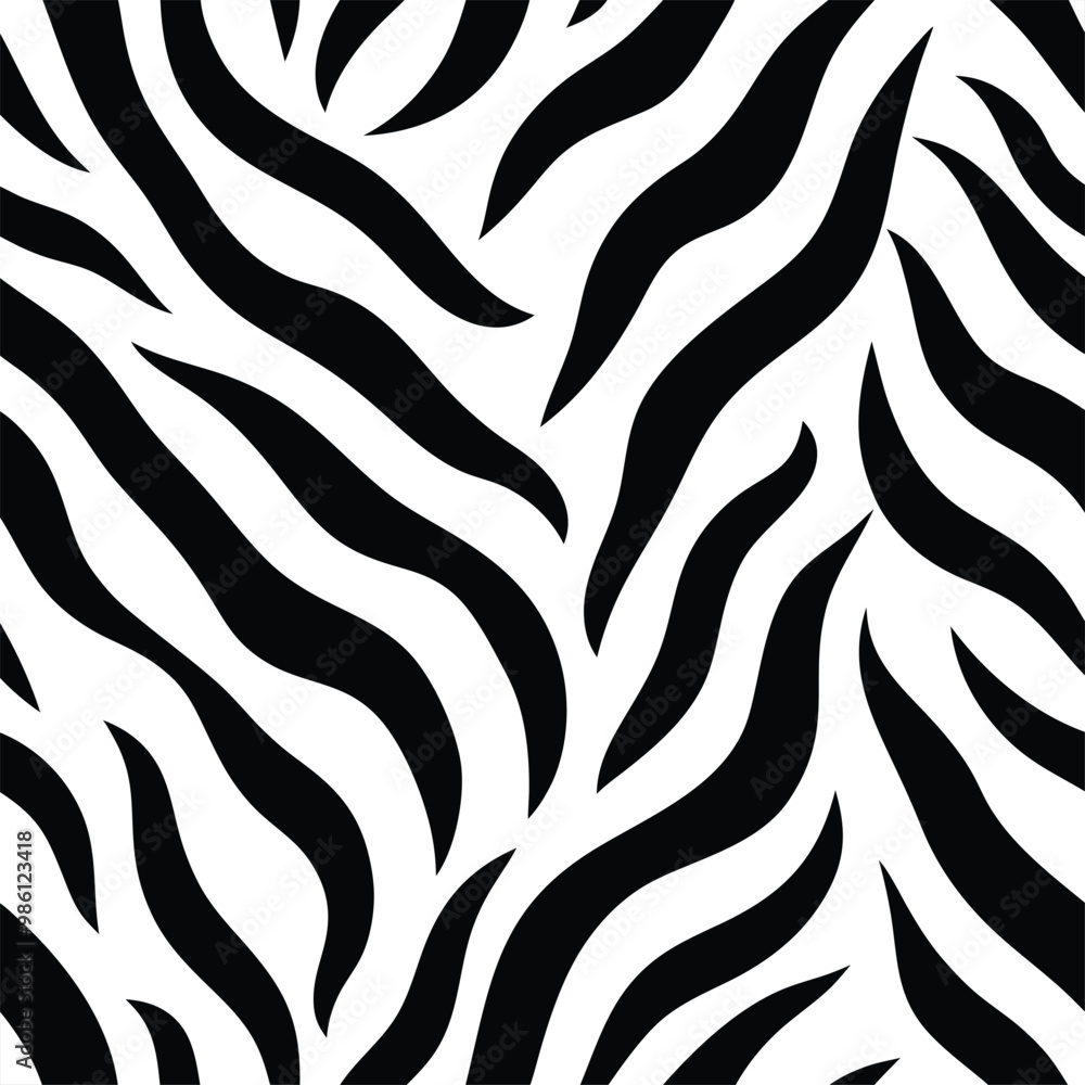 Seamless Zebra Animal Fur Pattern Vector Design.