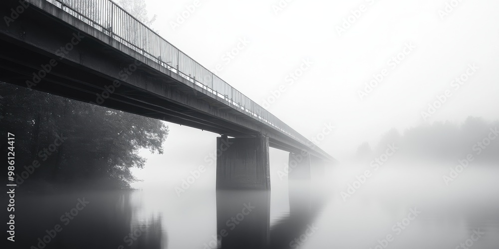 bridge covered in fog bridge covered in fog