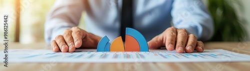 Closeup of a financial advisor explaining asset allocation strategies using an analysis chart, closeup advisor explaining allocation, investment portfolio analysis