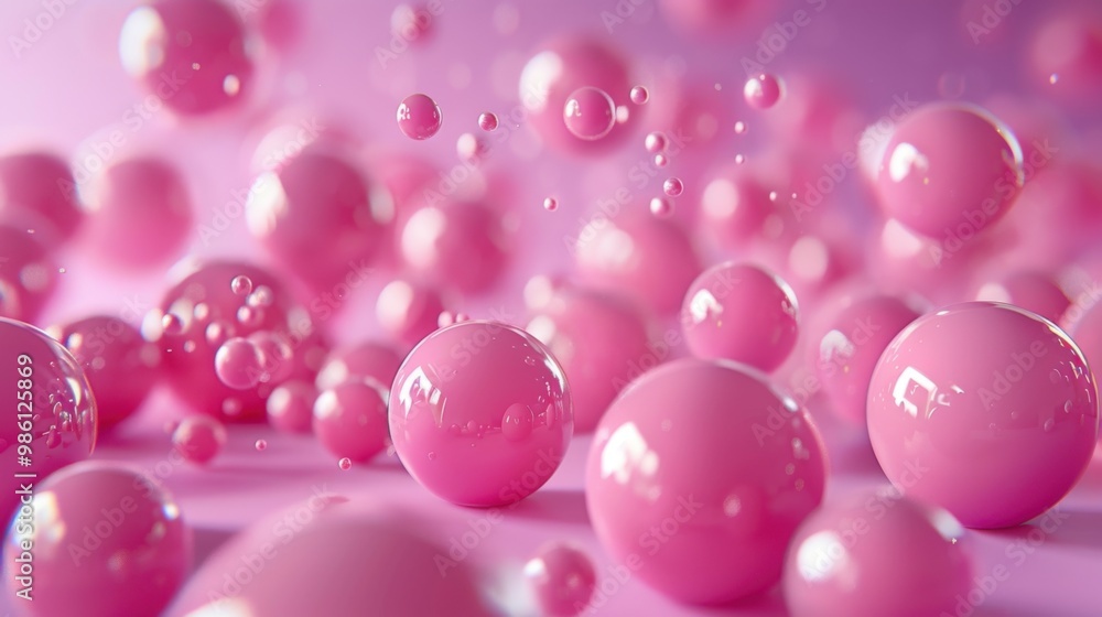 Group of pink spheres on pink background - stock photo Computer generated image. Group of pink spheres on pink background - stock photo Computer generated image.