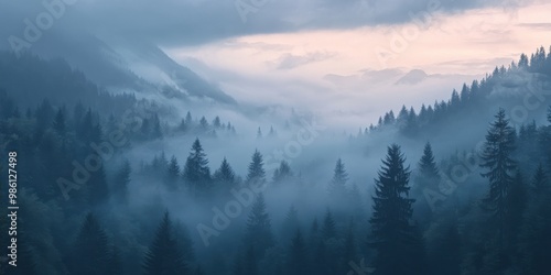 foggy morning in the mountains