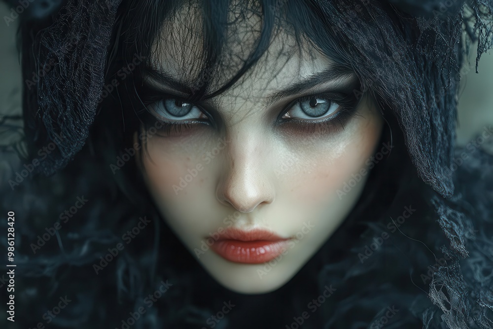 surreal portrait woman in avantgarde black rabbit costume dark unsettling atmosphere theatrical makeup psychological tension blending beauty and madness surreal portrait woman in avantgarde black rabbit costume dark unsettling atmosphere theatrical makeup psychological tension blending beauty and madness
