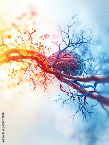 Rhinocerebral mucormycosis,Fungal infection of a blood in the vessels of the human brain.3d illustration photo