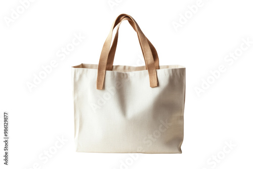 Ecofriendly reusable shopping bag, durable and lightweight, minimalistic design, on solid white background, single object.,