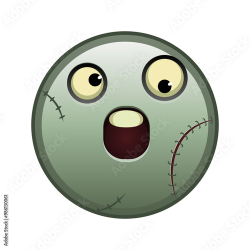 A grinning face with one large and one small eye Large size of zombie halloween emoji