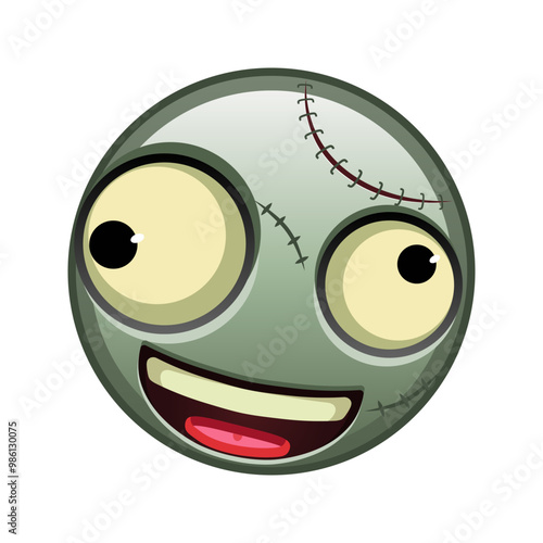 A grinning face with one large and one small eye Large size of zombie halloween emoji