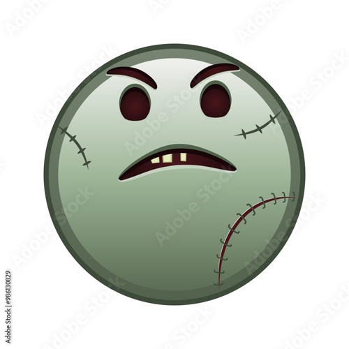 Face with an expression of displeasure Large size of zombie halloween emoji