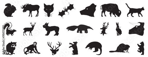 Wild Jungle Animals Compendium Group Sillhoutte Artwork vector editable logo for Wall Sticker t-shirt design and multipurpose use in high definition format