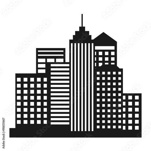 Flat skyscrapers as an icon for posters or logos in business, education or medicine