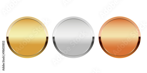 Golden silver and bronze award medal for sport and games