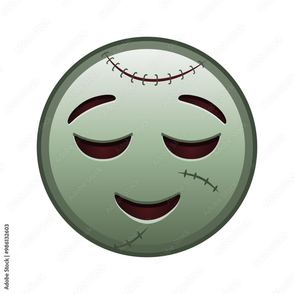 Slightly smiling face Large size of zombie halloween emoji