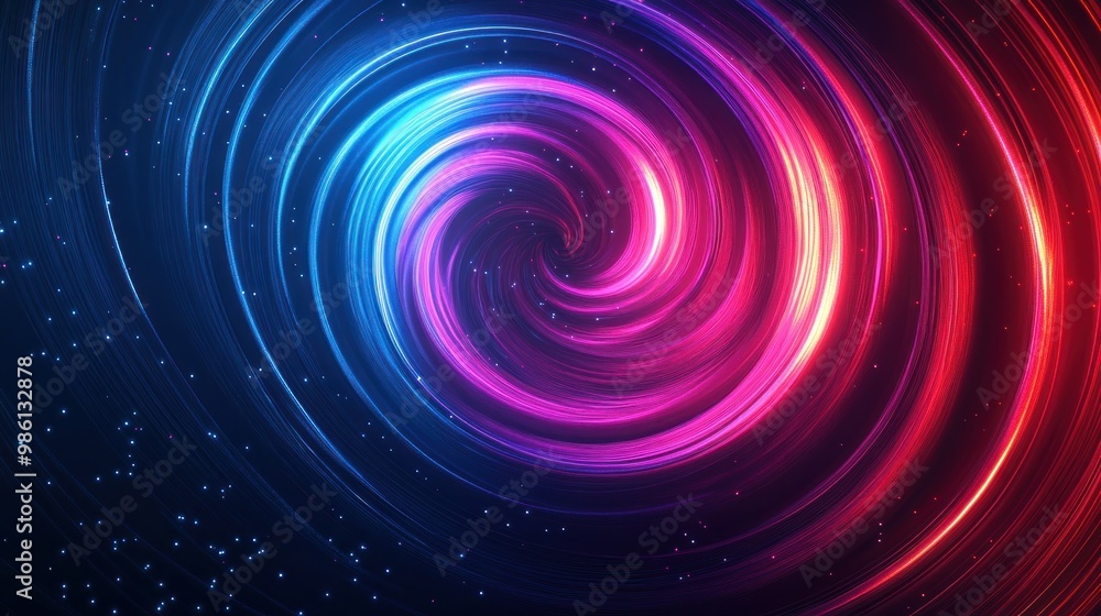 Abstract swirl of blue, pink, and red light on dark background. Abstract swirl of blue, pink, and red light on dark background.
