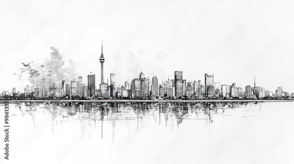 Obraz premium Aracaju, Brazil, black and white pen pencil hand-drawn effect drawing illustration for travel poster, card, wallpaper, backdrop or banner. Modern, clear, artistic and simple