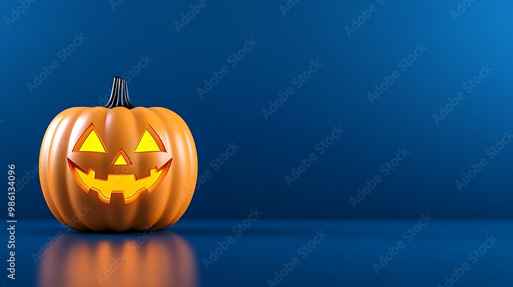 Bright Halloween Pumpkin with Glowing Face Bright Halloween Pumpkin with Glowing Face