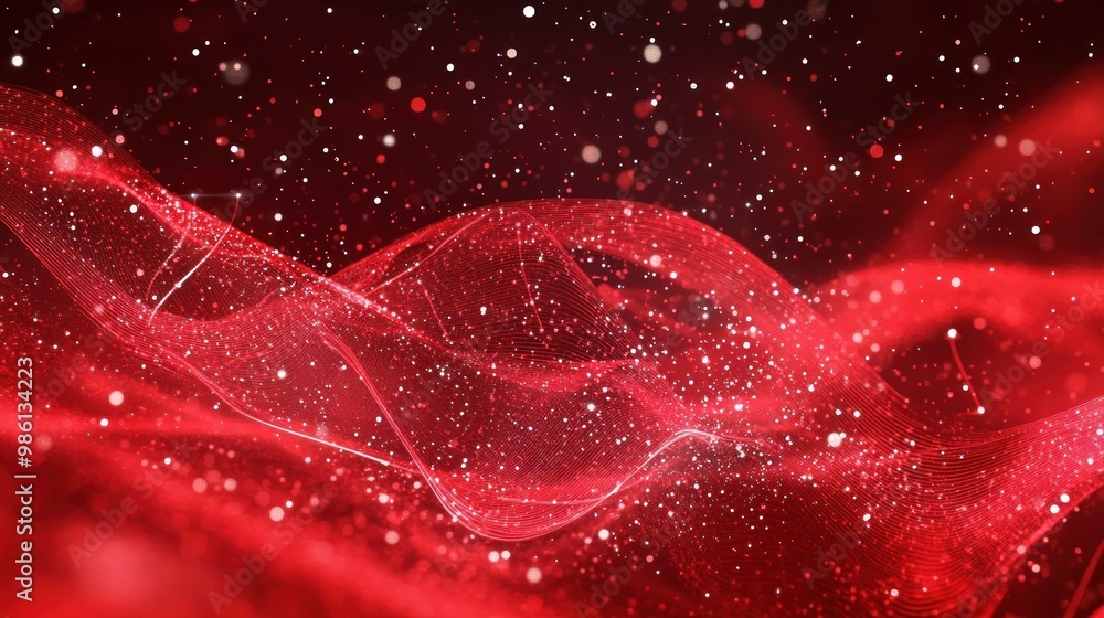 Abstract red wave with particles creating a dynamic, energetic visual effect. Abstract red wave with particles creating a dynamic, energetic visual effect.