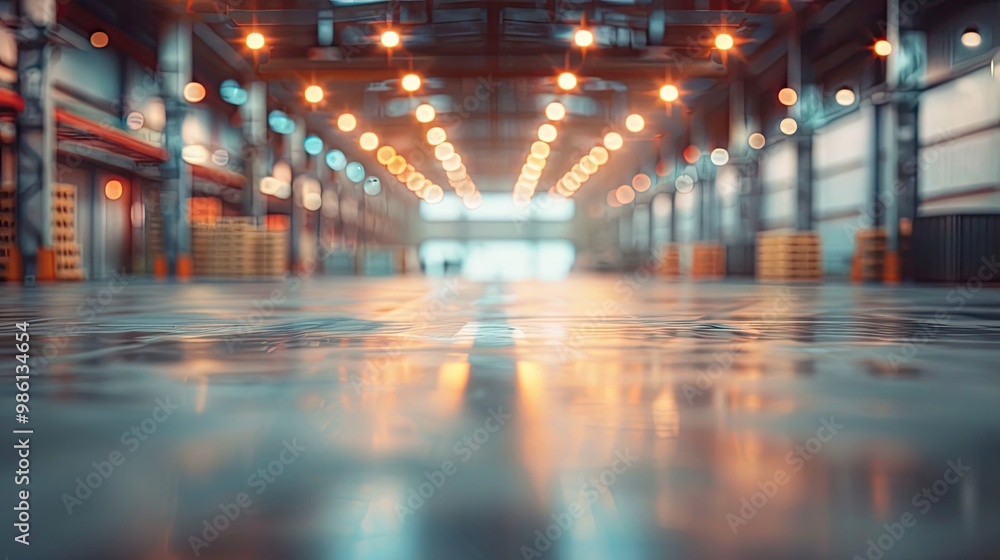 Blurred wallpaper of a warehouse with loading bays and a spacious background Blurred wallpaper of a warehouse with loading bays and a spacious background