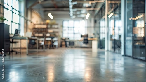 Wallpaper Mural Hazy office with industrial decor metal desks and shelving modern wallpaper Torontodigital.ca